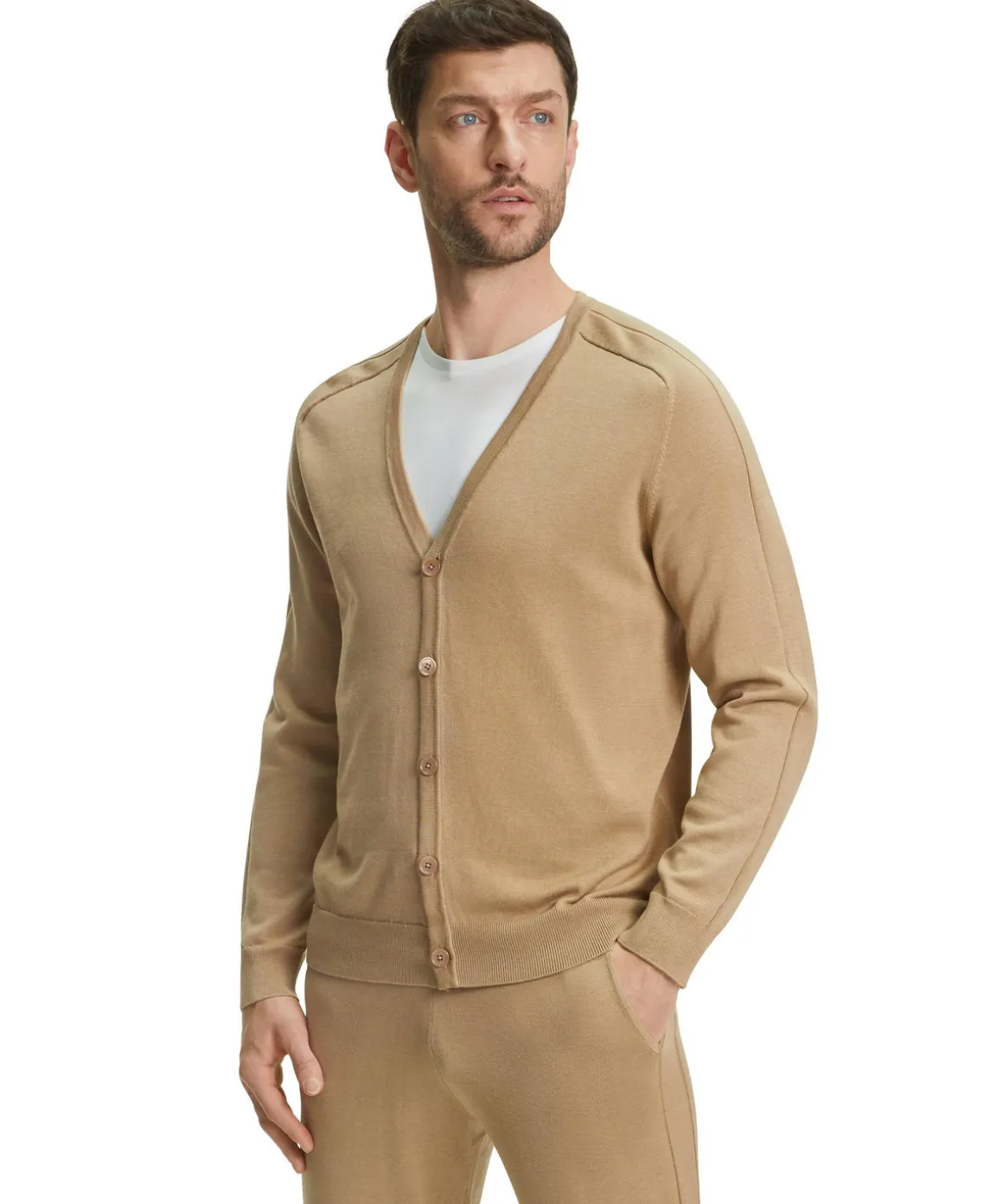 Herren Cardigan Collegekragen