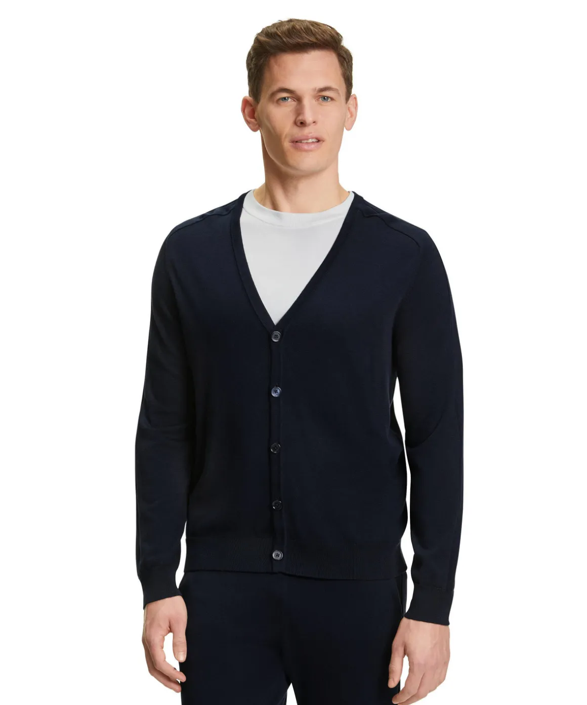Herren Cardigan Collegekragen